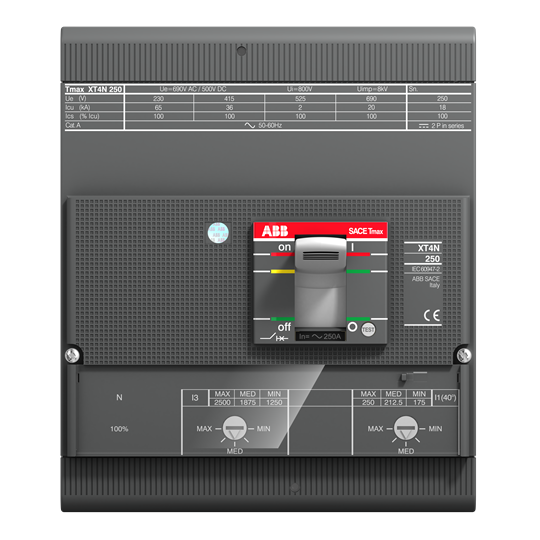 ABB XT4S 250, TMA, In=250A, InN=100%, 4p (4X250A 50kA Termik Manyetik Şalter TMD)