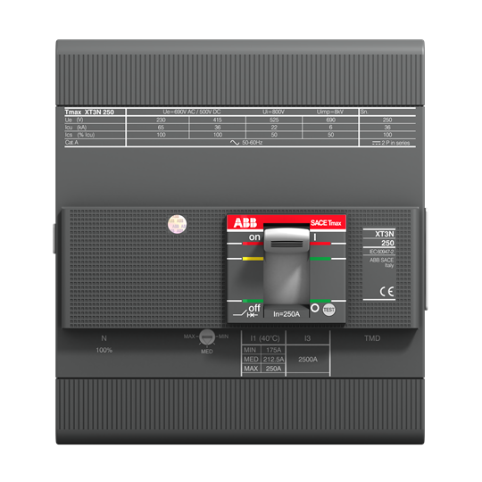 ABB XT3N 250, TMD, In=250A, InN=100%, 4p (4X250A 36kA Termik Manyetik Şalter)